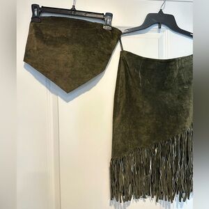 RARE 90’s Bebe 100% leather/suede asymmetrical set